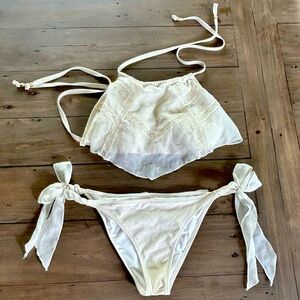 American Eagle Cream White Bikini Set - size L top and M bottom